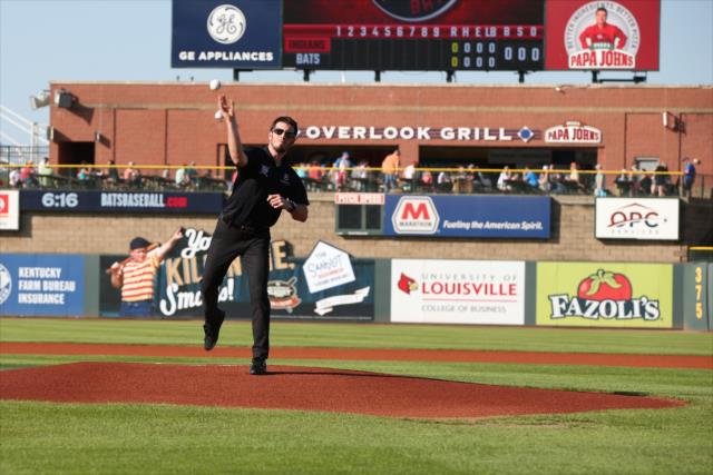 View Dalton Kellett throws first pitch for Louisville Bats - Tuesday, May 8, 2018 Photos